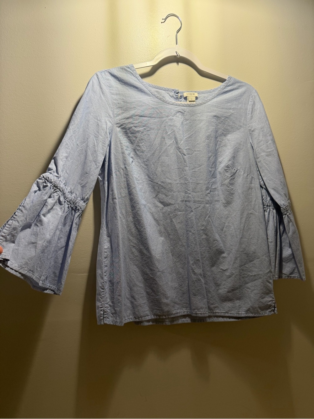 J. Crew Powder Blue Tie-Sleeve Blouse - Picture 2 of 7